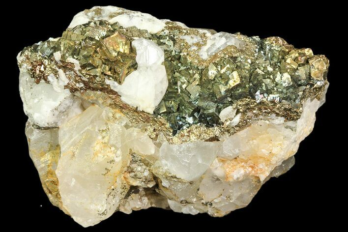 Pyrite On Calcite & Quartz - El Hammam Mine, Morocco #80348